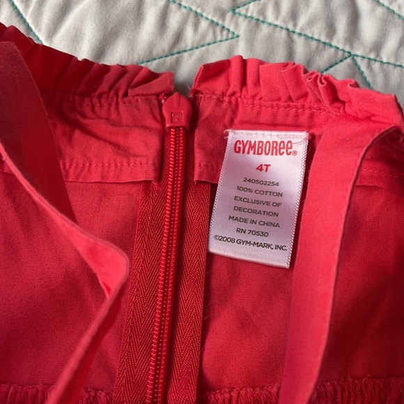 Gymboree dress red w Embroidery on top and a butterfly appliqué back zipper - Picture 4 of 7